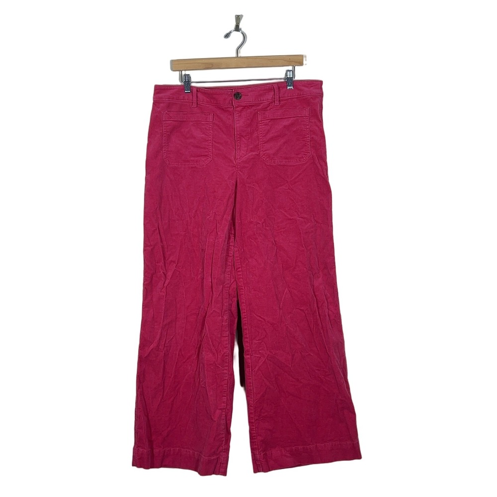 LOFT The Palmer Wide Leg Solid Corduroy Pants Pink Retro High Rise Size 14